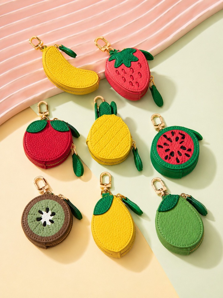 Backpack Insert Organizer - Leuke fruit lederen sleutelhanger mini portemonnee